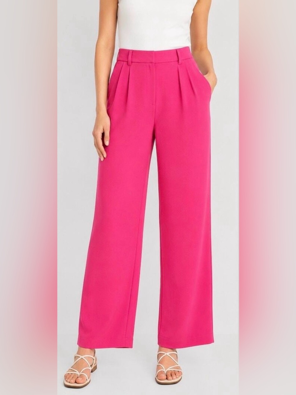 Old Navy Extra High-Rise Taylor Wide Leg Trouser Pants Hot Pink Barbie Medium